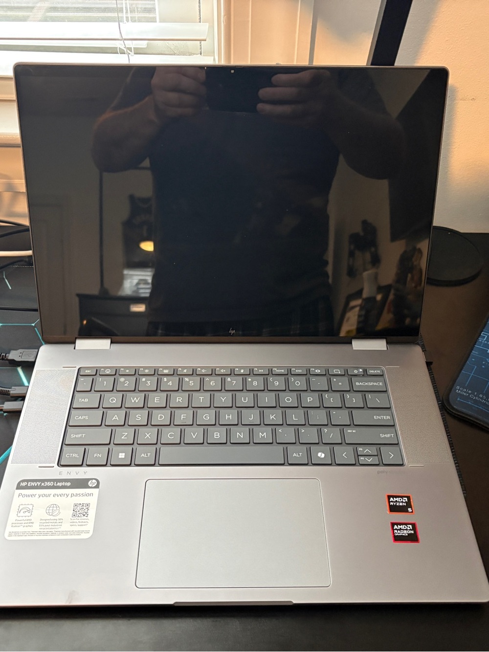 HP Silver and Black 2-in-1 Laptop with Backlit Keyboard